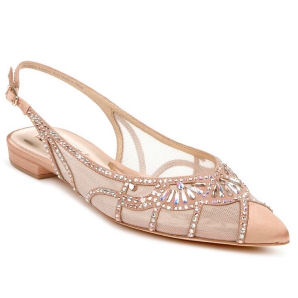 NEW Badgley Mischka Satin Slingback Flats Size 7.5